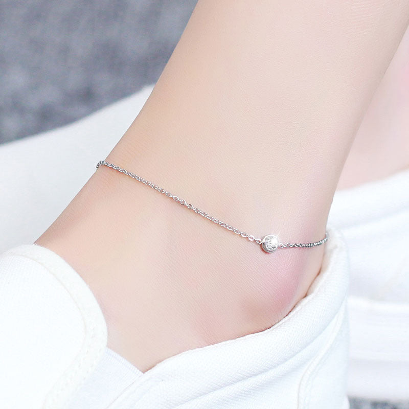 Stainless Steel Chain Anklet for Women Cubic Zircon Jewelry, Valdore