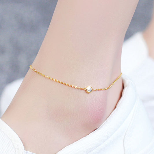 Stainless Steel Chain Anklet for Women Cubic Zircon Jewelry, Valdore