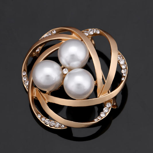 Rhinestone Pearl Brooch Pin for Women, Valdore