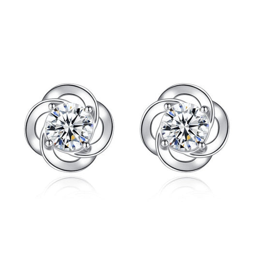 Sterling Silver Clover Earrings for Women Lucky Stud Jewelry, Valdore