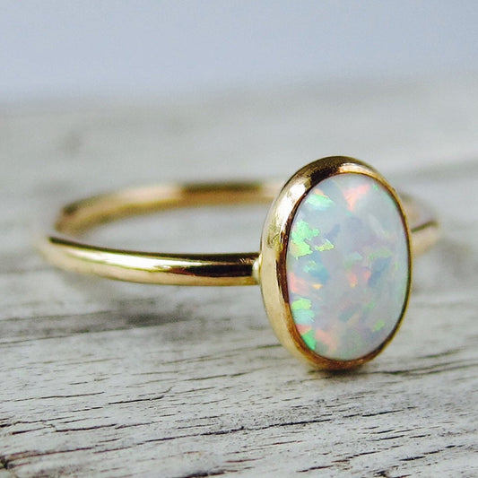 Gold Opal Ring for Women Elegant Gemstone Ring, Valdore