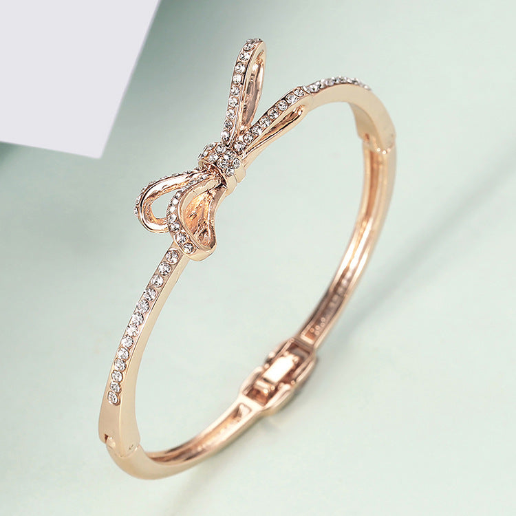 Diamond Bow Rose Gold Bracelet for Women, Valdore