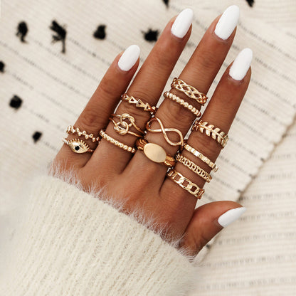 6PC Leaf Crown Geometric Stacking Ring Set for Women, Valdore