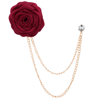 Handmade Rose Tassel Brooch Lapel Pin for Men Suits, valdore