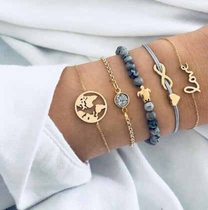 Bead Chain Bracelet and Anklet Set for Women ,Valdore