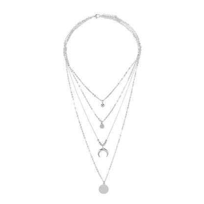 Multi Layer Boho Moon Pendant Wafer Necklace for Women, Valdore