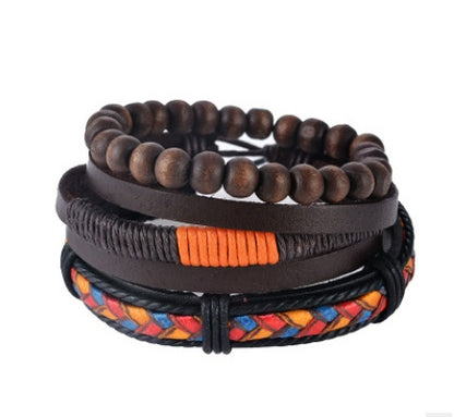 Multilayer Leather Bead Punk Wrap Bracelet for Men and Women, Valdore