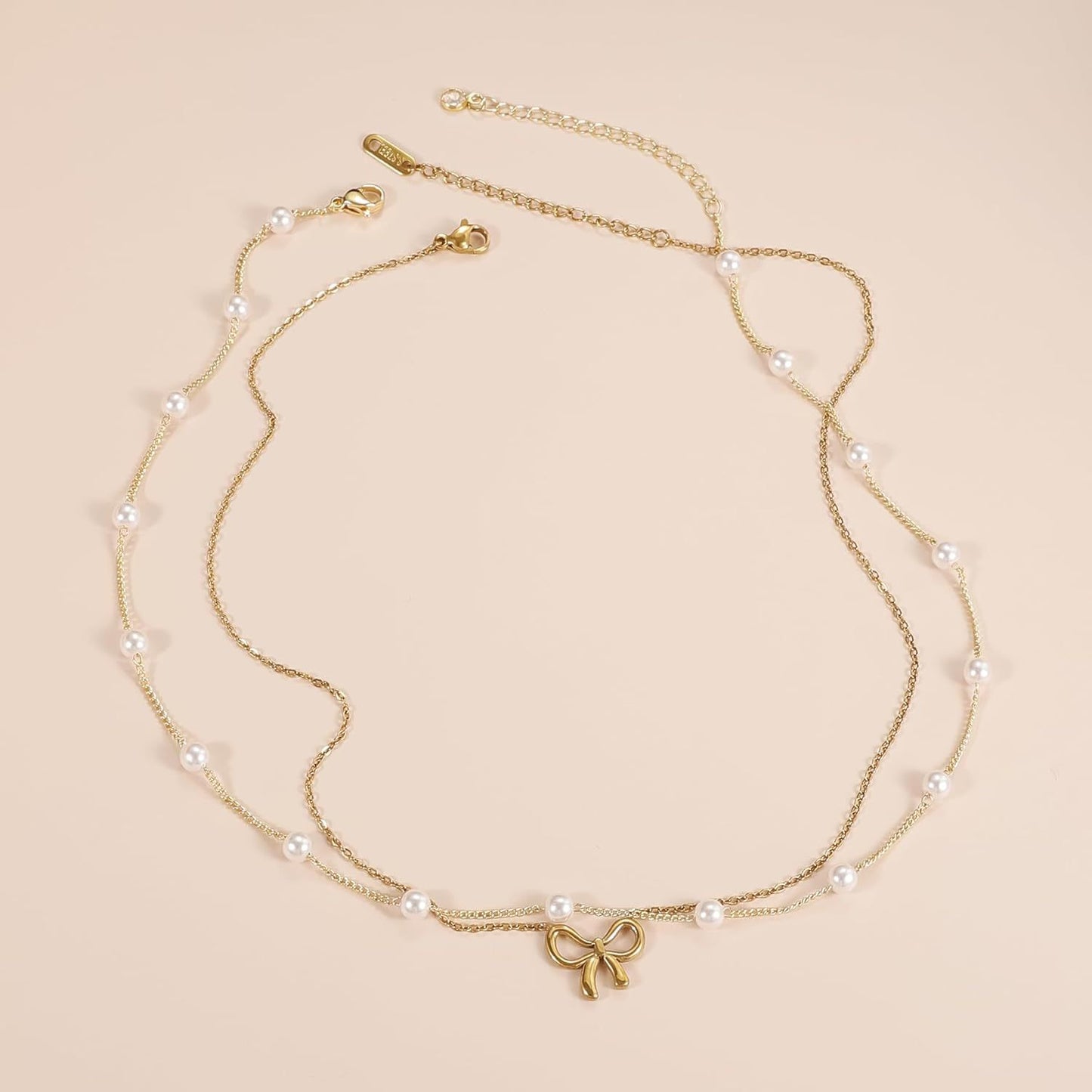 Pearl Double Layer Gold Choker Necklace for Women, Valdore
