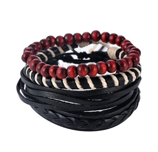 Multilayer Leather Bead Punk Wrap Bracelet for Men and Women, Valdore