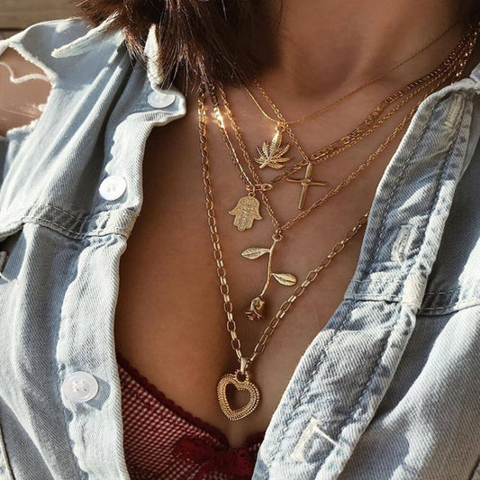 Vintage Gold Love Pendant Necklace for Women, valdore