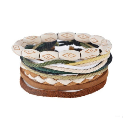 Multilayer Leather Bead Punk Wrap Bracelet for Men and Women, Valdore