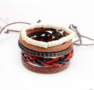 Multilayer Leather Bead Punk Wrap Bracelet for Men and Women, Valdore