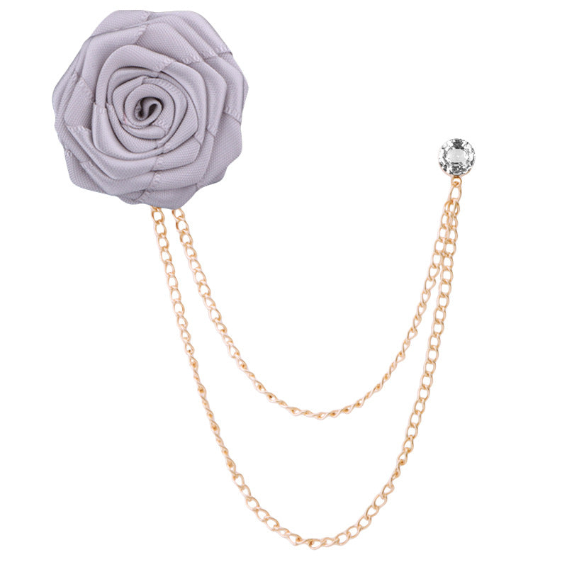 Handmade Rose Tassel Brooch Lapel Pin for Men Suits, valdore