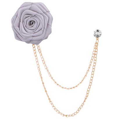 Handmade Rose Tassel Brooch Lapel Pin for Men Suits, valdore