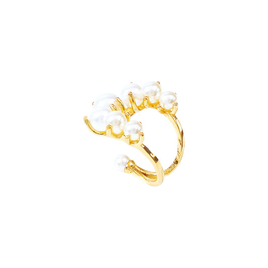 Fashion Big Geometric Pearl Paved Rings for Women, Valdore