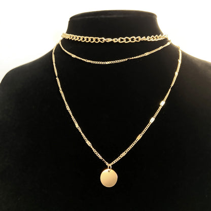 Multilayer Disc Pendant Clavicle Necklace for Women, Valdore