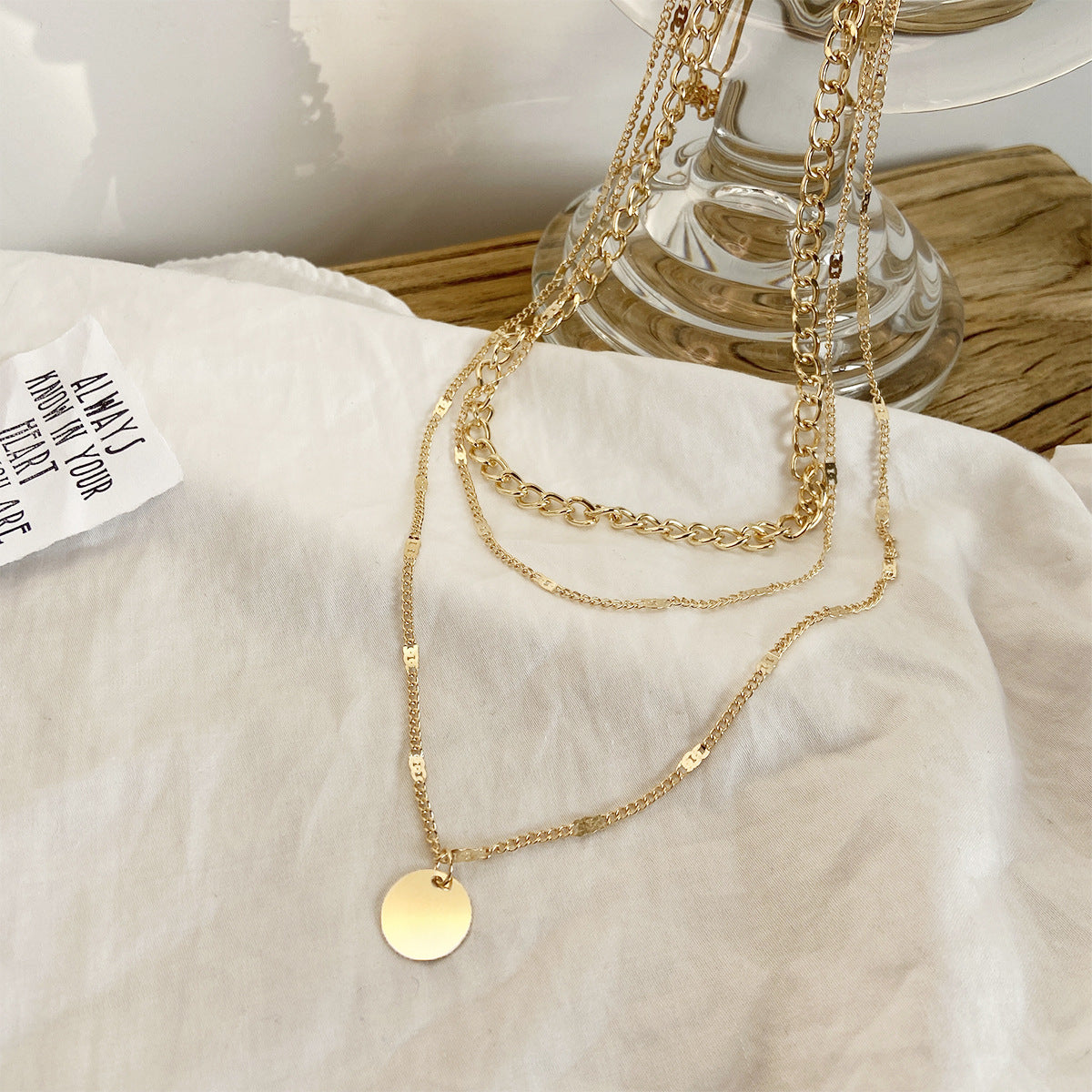 Multilayer Disc Pendant Clavicle Necklace for Women, Valdore