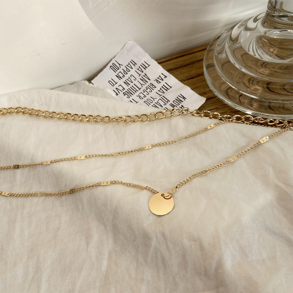 Multilayer Disc Pendant Clavicle Necklace for Women, Valdore