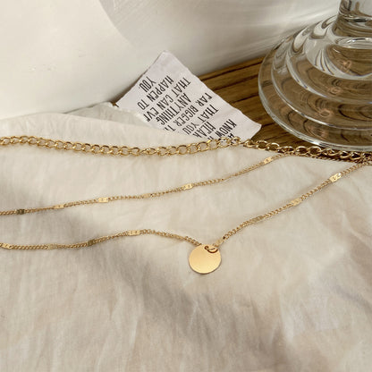Multilayer Disc Pendant Clavicle Necklace for Women, Valdore