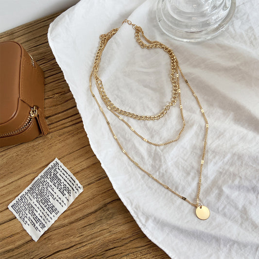 Multilayer Disc Pendant Clavicle Necklace for Women, Valdore