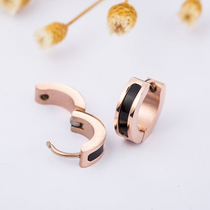 Black Round Earrings for Women  Minimalist Stud Jewelry, Valdore