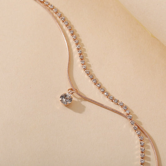 Boho Cubic Zirconia Beaded Ankle Bracelet for Women, Valdore