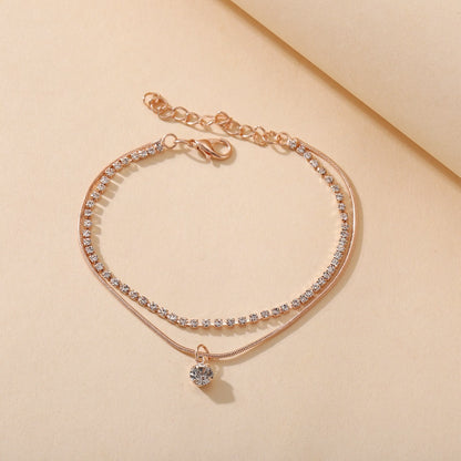 Boho Cubic Zirconia Beaded Ankle Bracelet for Women, Valdore