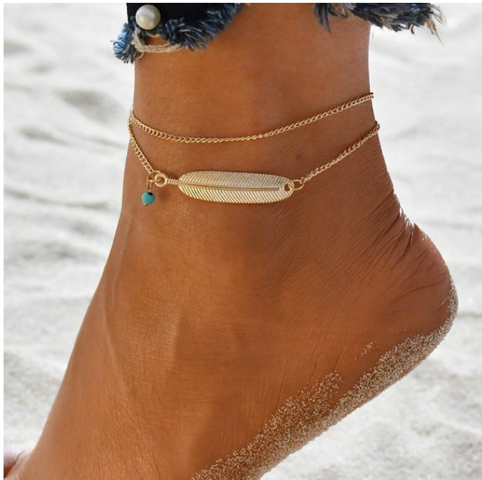 Boho Cubic Zirconia Beaded Ankle Bracelet for Women, Valdore