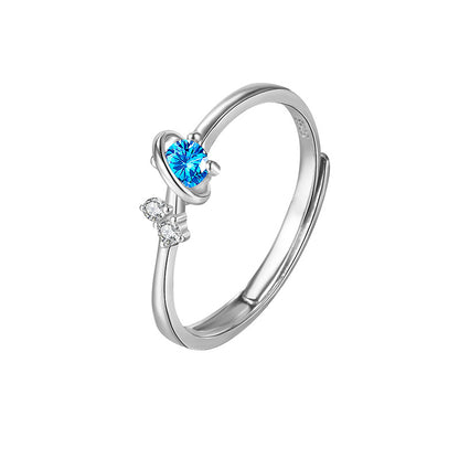 Dream Planet Couple Rings Set, Silver Crystal Promise Rings for Men and Women,  Valdore