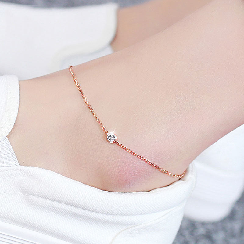 Stainless Steel Chain Anklet for Women  Cubic Zircon Jewelry, Valdore