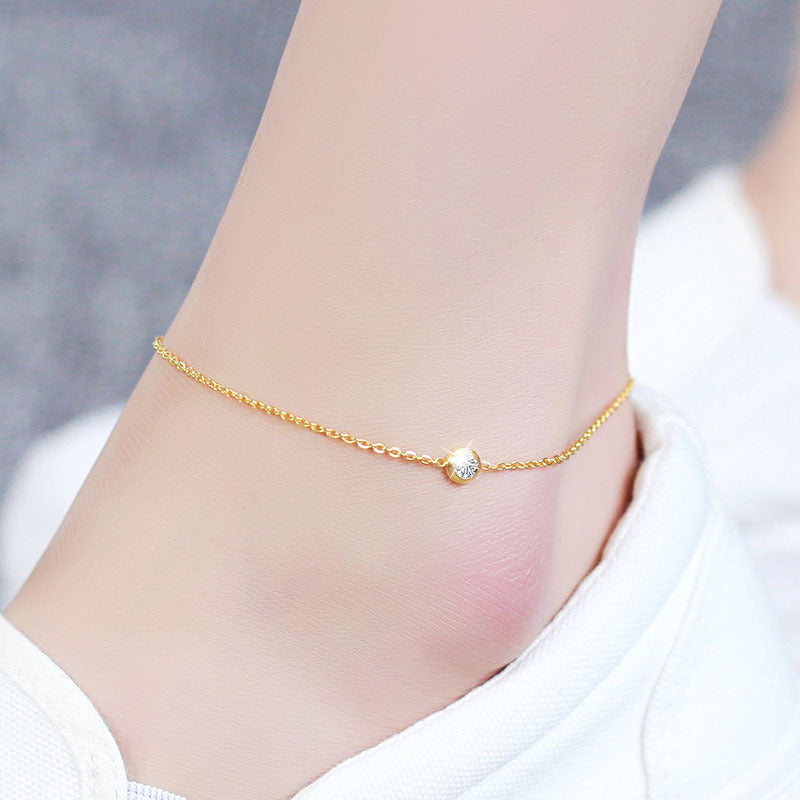 Stainless Steel Chain Anklet for Women  Cubic Zircon Jewelry, Valdore