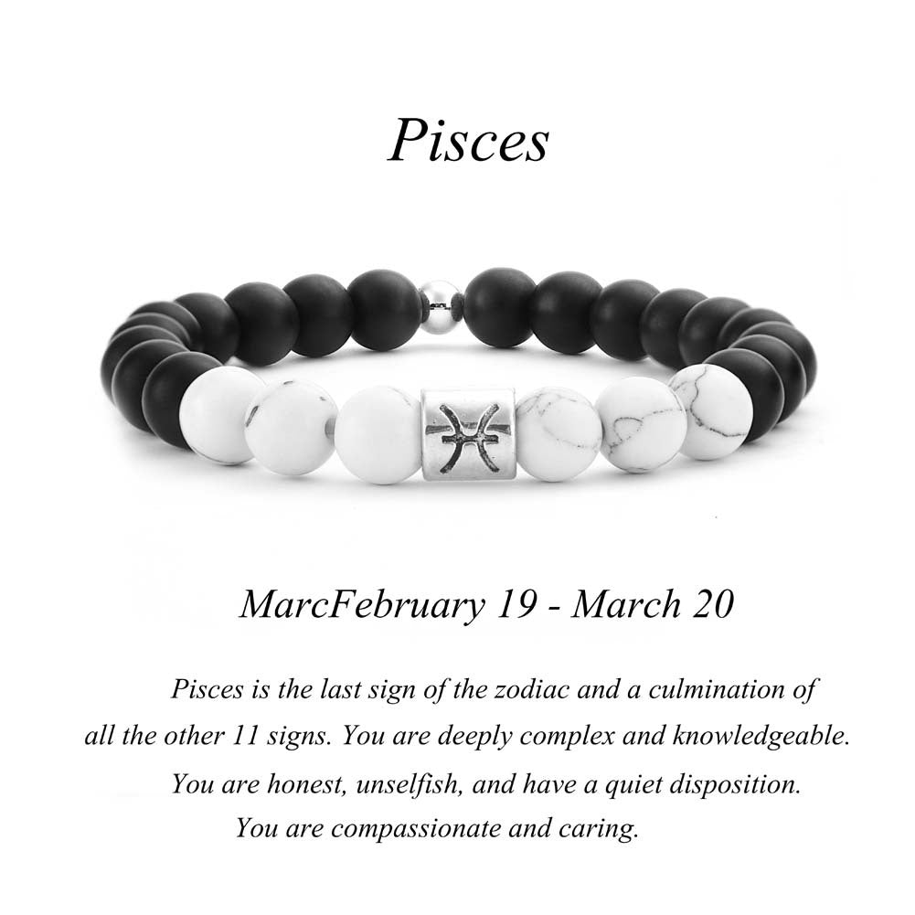 Frosted Agate Turquoise 12 Constellation Couple Bracelet, Valdore