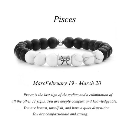 Frosted Agate Turquoise 12 Constellation Couple Bracelet, Valdore