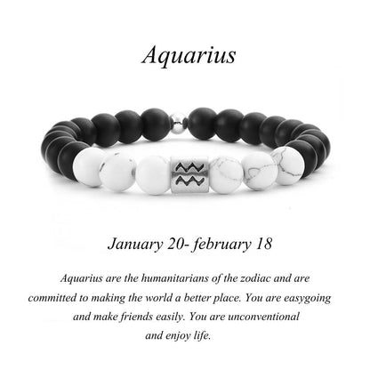 Frosted Agate Turquoise 12 Constellation Couple Bracelet, Valdore