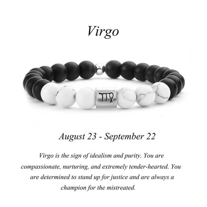 Frosted Agate Turquoise 12 Constellation Couple Bracelet, Valdore