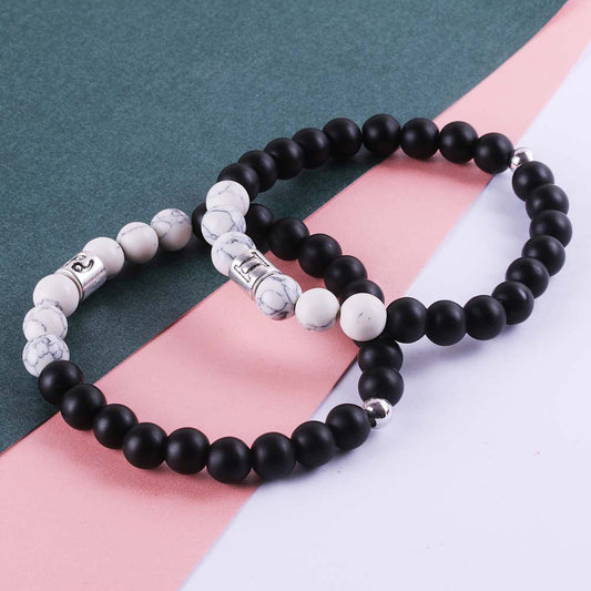 Frosted Agate Turquoise 12 Constellation Couple Bracelet, Valdore