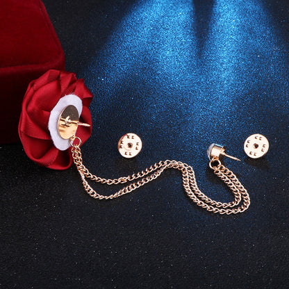 Handmade Rose Tassel Brooch Lapel Pin for Men Suits, valdore