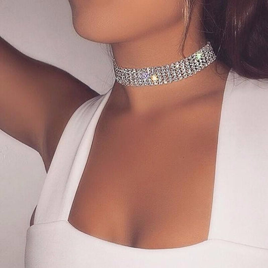 Full Crystal Rhinestone Choker Necklace for Women, Valdore