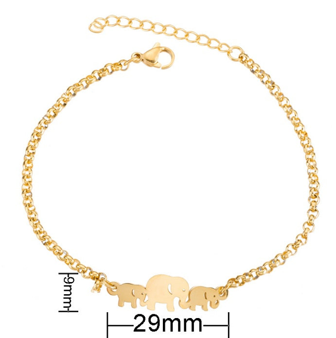 Gold Lucky Elephant Charm Bracelet for Women, Valdore