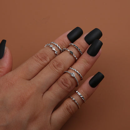 6PC Leaf Crown Geometric Stacking Ring Set for Women, Valdore