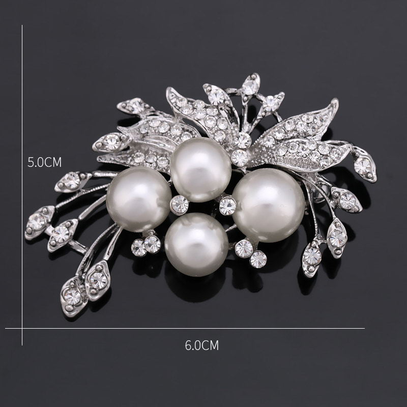 Rhinestone Pearl Brooch Pin for Women, Valdore