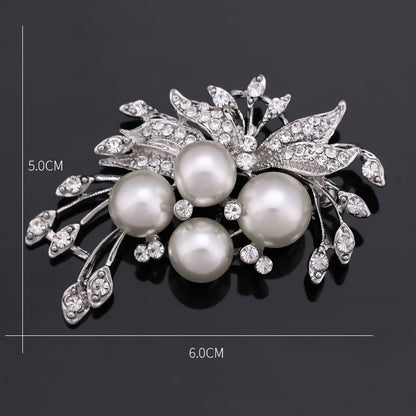 Rhinestone Pearl Brooch Pin for Women, Valdore