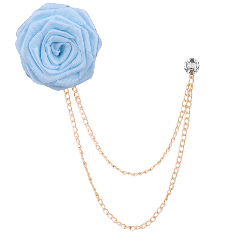 Handmade Rose Tassel Brooch Lapel Pin for Men Suits, valdore