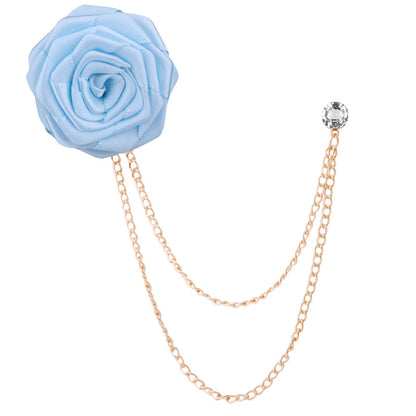 Handmade Rose Tassel Brooch Lapel Pin for Men Suits, valdore