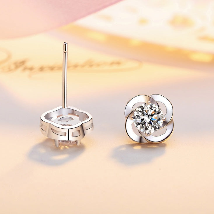 Sterling Silver Clover Earrings for Women Lucky Stud Jewelry, Valdore