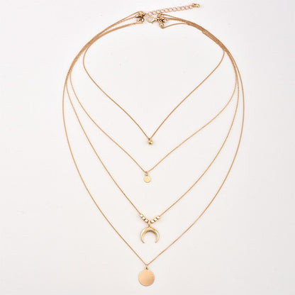 Multi Layer Boho Moon Pendant Wafer Necklace for Women, Valdore