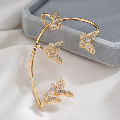 Gold Butterfly Crystal Ear Cuff Earring for Women , No Piercing needed , Valdore