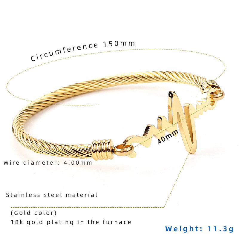 ECG Heartbeat Bracelet for Women Stainless Steel Jewelry, Valdore