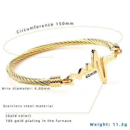 ECG Heartbeat Bracelet for Women Stainless Steel Jewelry, Valdore