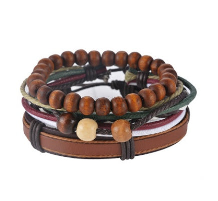 Multilayer Leather Bead Punk Wrap Bracelet for Men and Women, Valdore
